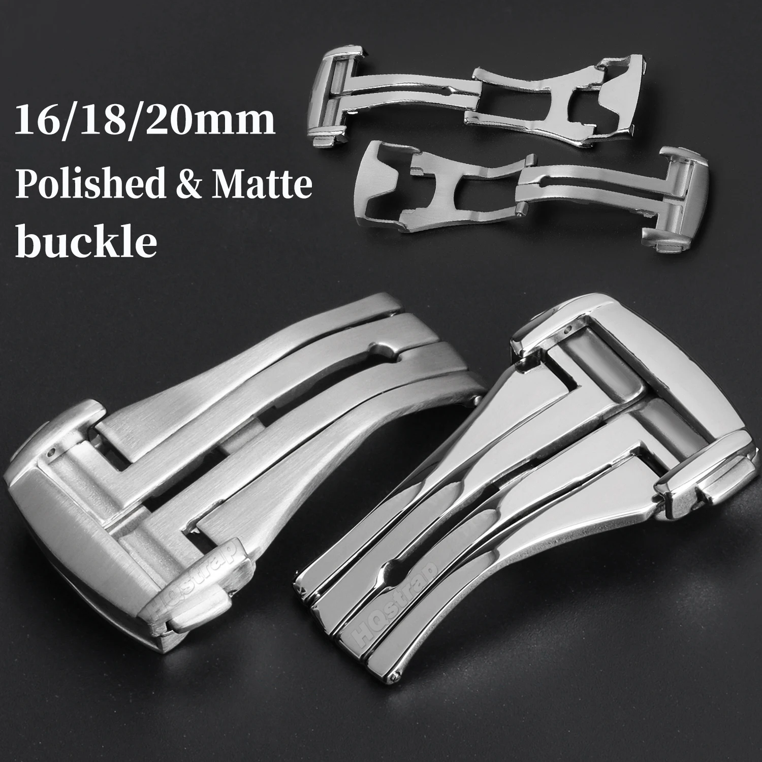 16 18mm 20mm Polished Matte Stainless Steel Watch Buckle for Omega Watch Strap Clasp for Deployment Double Press Folding Button