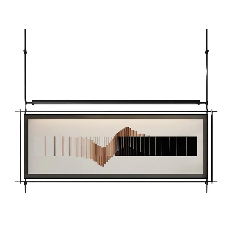 New Chinese-style wall abstract decorative painting, metal rod hanging painting on the study wall, high-end wall hanging on the
