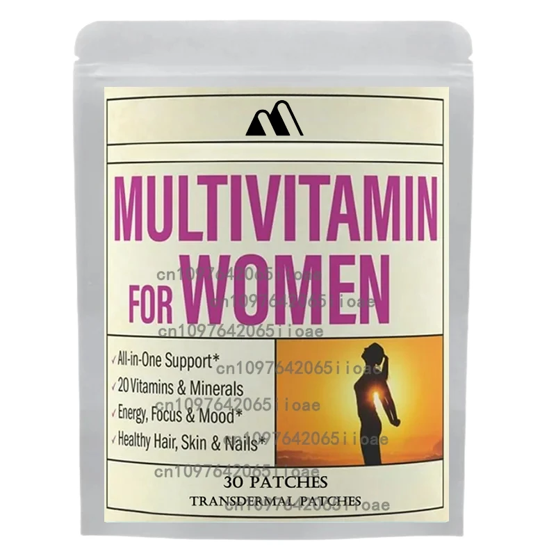 

Womens Multivitamin Transdermal Patches with Vitamin A, B , C, D, and E, Calcium and Magnesium, Immune Support 30 Patches