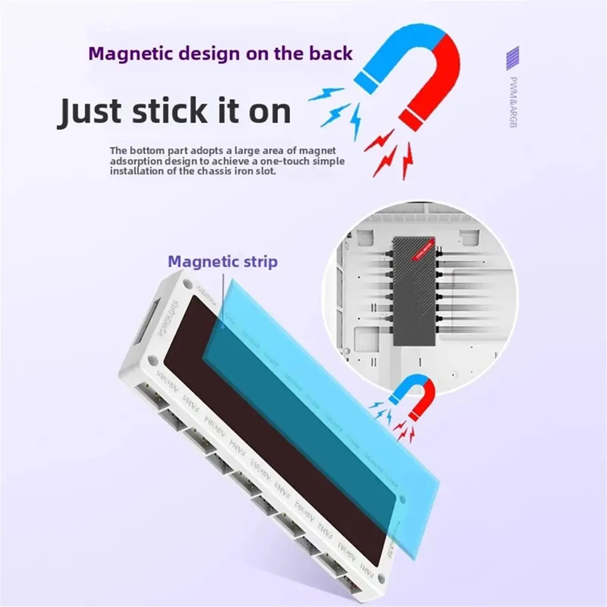 NEW FACTORY~ARGB PWM Fan Hub RGB 5V 3-Pin Sync PC Case Fan Controller with Temperature Control for Desktop Computer Fans B