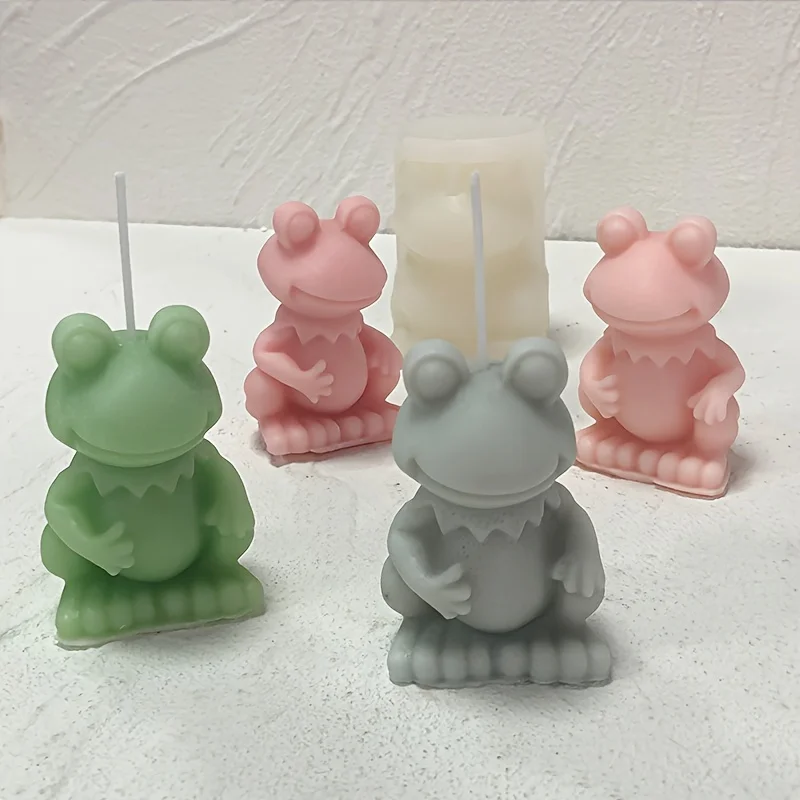 Cute Frog Candle Silicone Mold Rain Frogs Mother Candle Mold Resin Decor Cement Plaster Mould Garden Decor Christmas Gift