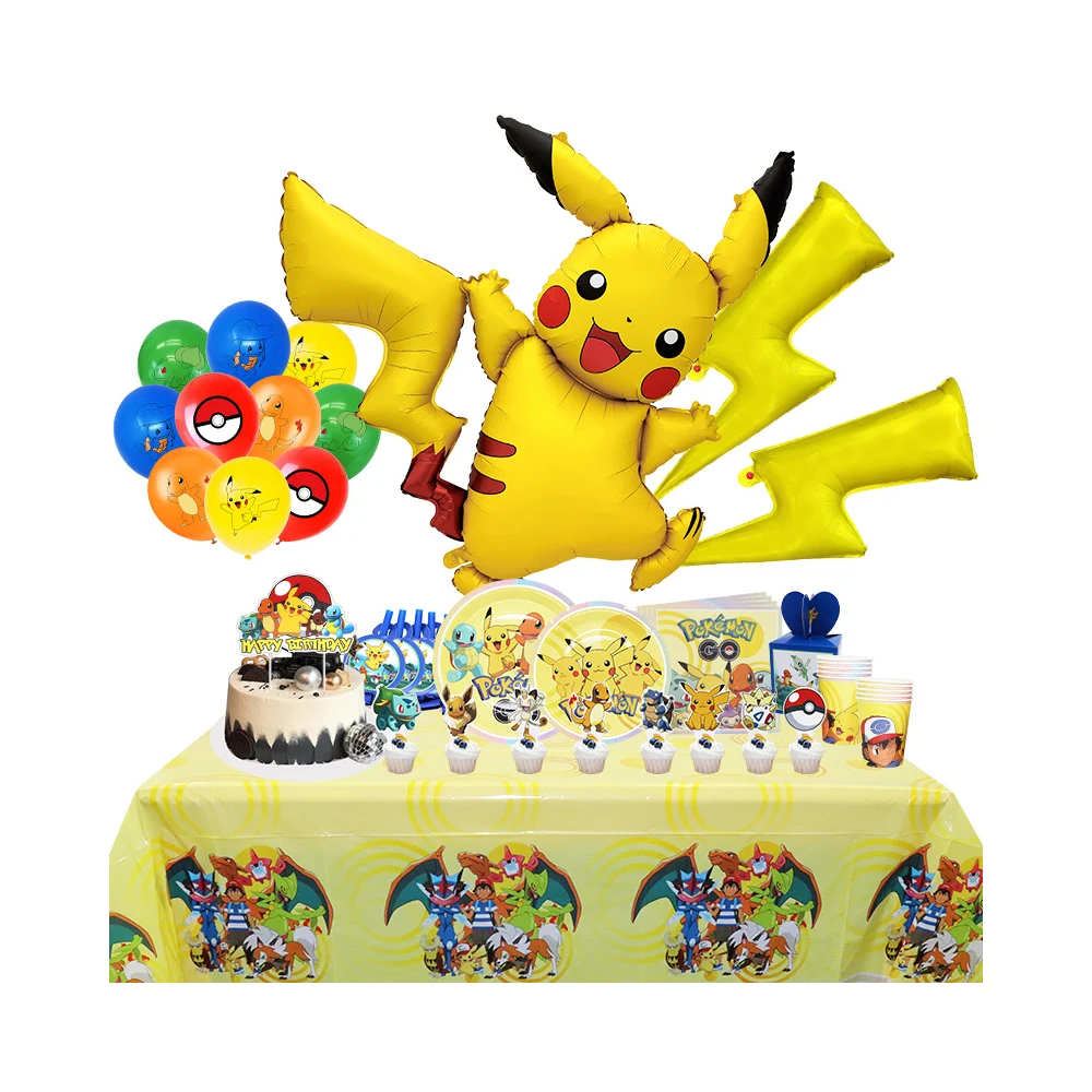 Decoração de festa de aniversário pokémon, novo balão ligntning pikachu, suprimentos para eventos
