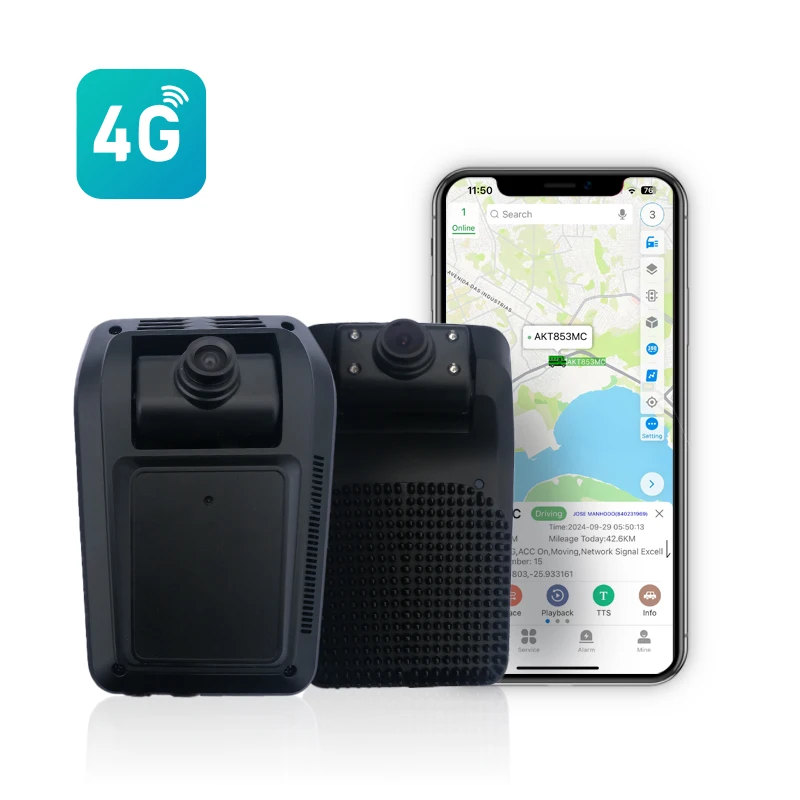 

2CH 4G Driving Recorder Map Fence Alarm Car Black Box Car DVR Mobile Car Supports CMSV6 Remote Video Playback Online Video