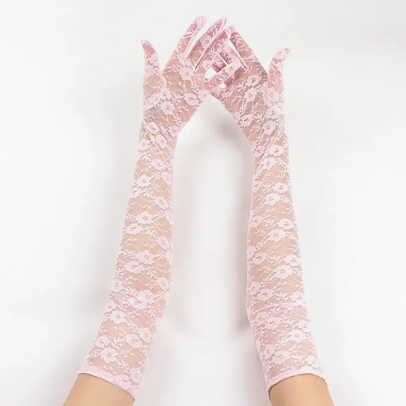 Prinzessin Handschuhe sexy transparente Spitze Blume dünne Frauen lange Handschuhe Oper Bühnen aufführungen Hochzeits feier Prinzessin Kleid Zugang