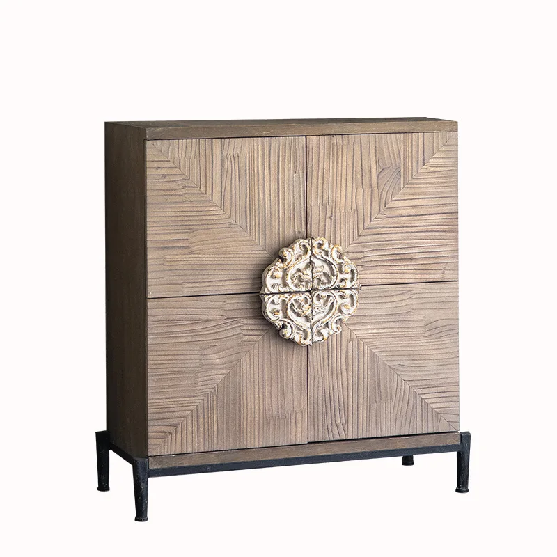 

New Chinese-style solid wood old porch cabinet, homestay complete set of furniture retro decorative cabinet living room kitchen