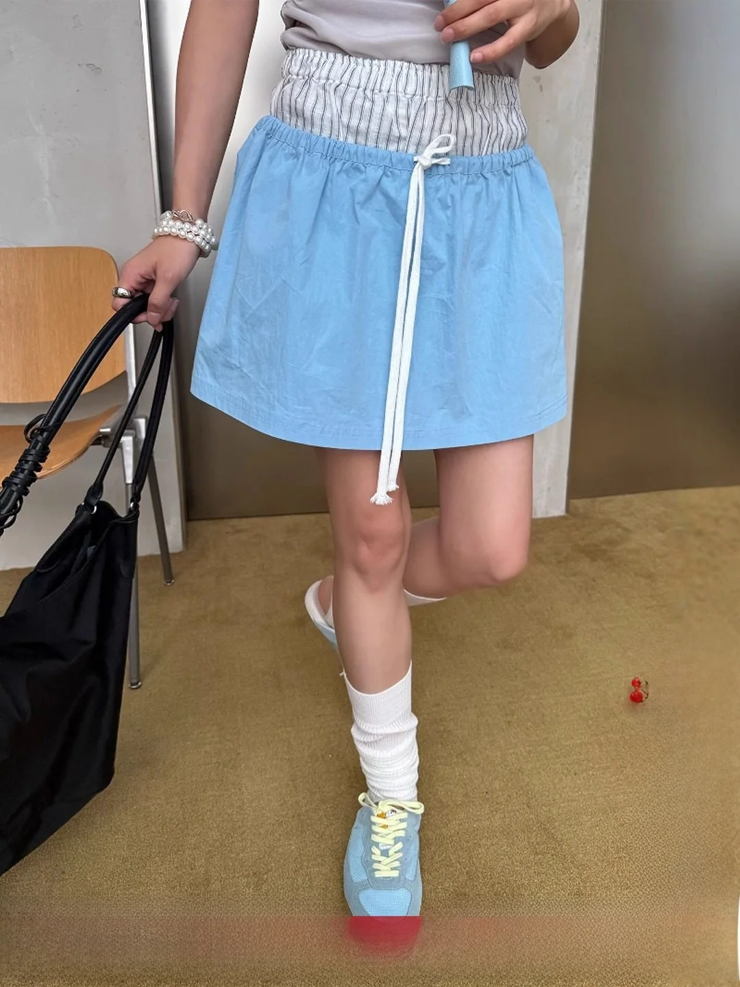 

Юбка DearSocute Dstring средней длины, повседневная, для работы, с внутренней подкладкой, приталенная, лето 2025