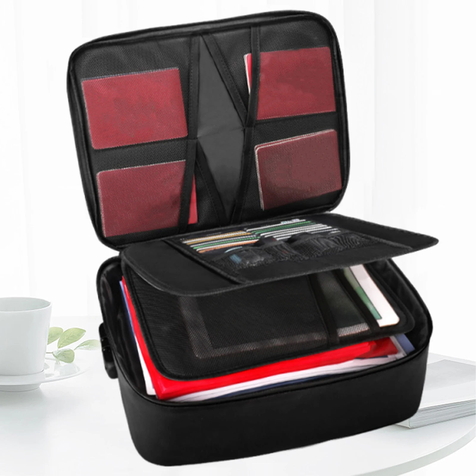 

Fireproof File Storage Case with Lock Document Organizer with Water-Resistant Zipper for Him Office Laptop Files Gifts