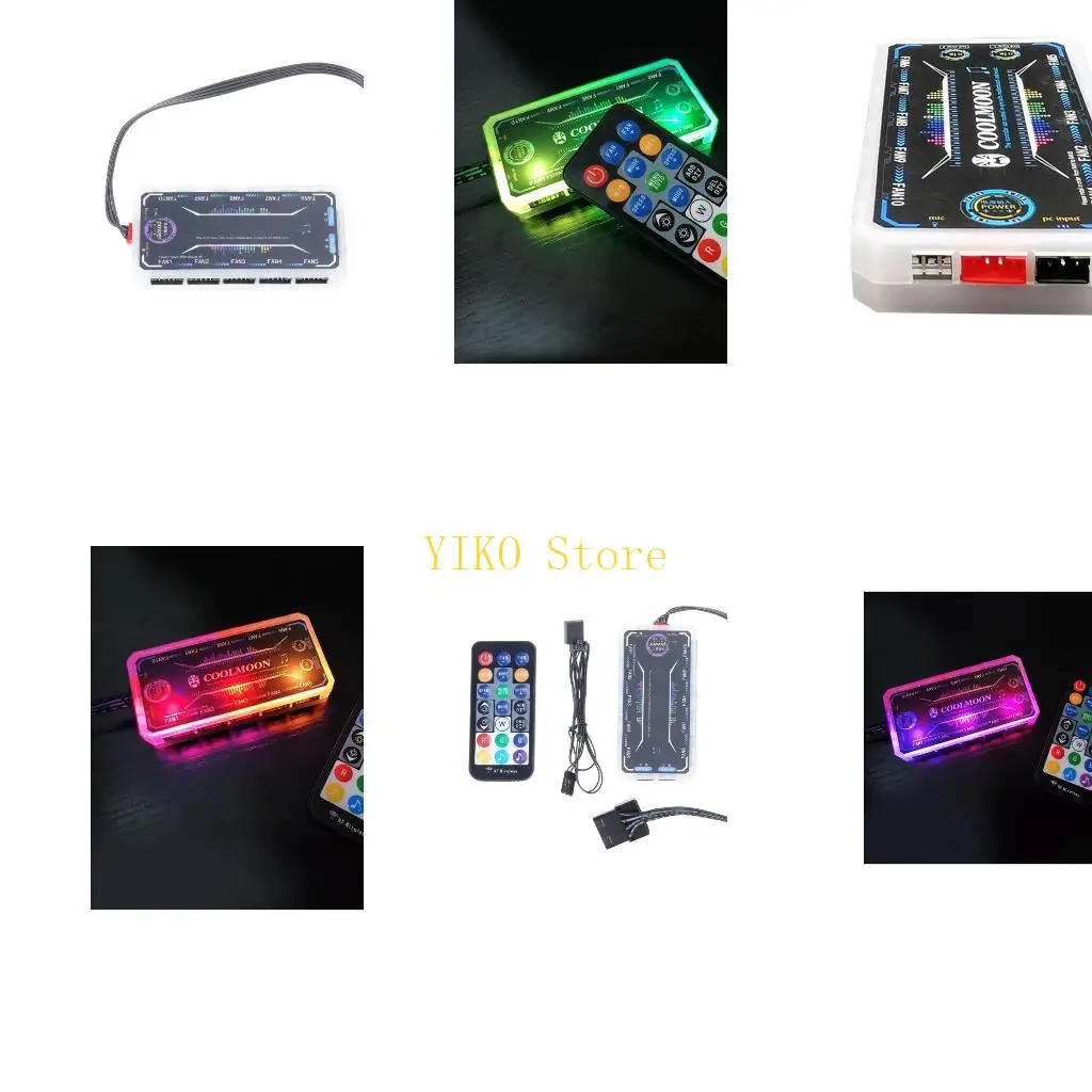 K32C COOLMOON RGB Fan Music Controller PC Cooling Chassis Silent Fan Hub for Connecting/Sync to Motherboard