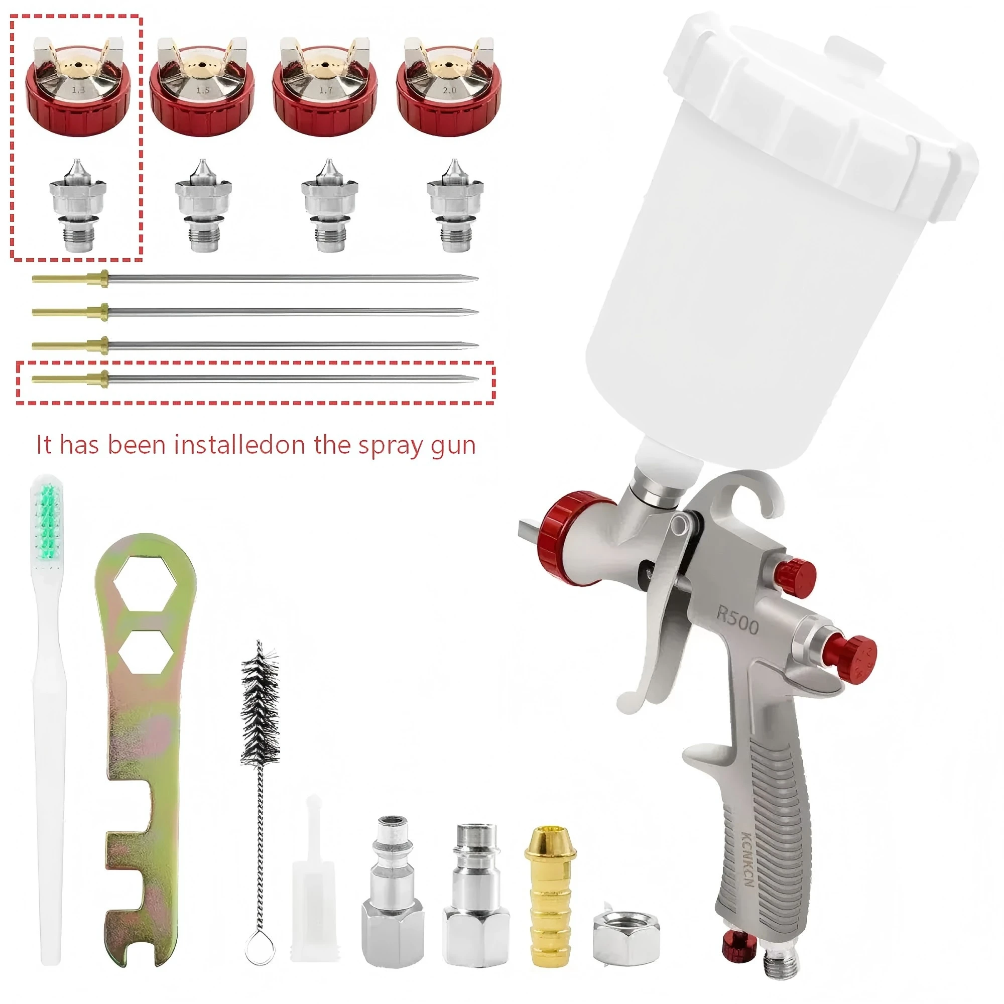 

LVLP Пистолет-распылитель R500 Профессиональный аэрограф для автомобиля Пневматический автомобильный распылитель краски Комплект 1,3 1,5 1,7 2,0 мм