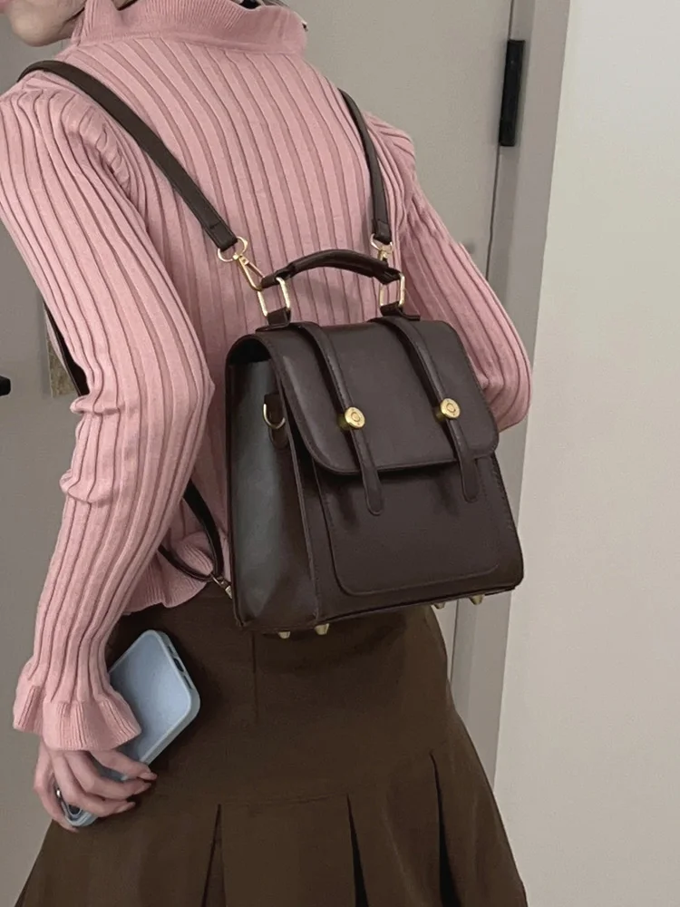 Britse Stijl Rugzak Voor Vrouwen 2023 Nieuwe Mode Zomer Amerikaanse Retro Pu Multifunctionele Tas Academie Stijl Commuter Rugzak