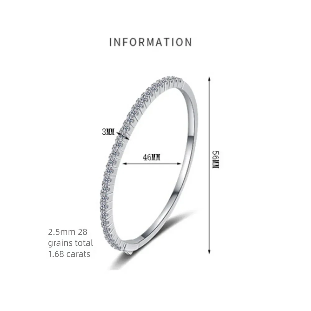 1.68ct Moissanite Tennis Bracelet 925 Sterling Silver Plated White Gold Bracelet for Women Man Sparkling Party Jewelry