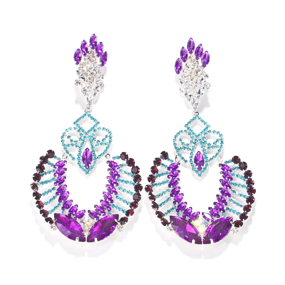 Queen exaggerated earrings personalized fashion flash rhinestone earrings catwalk versatile accessories earrings