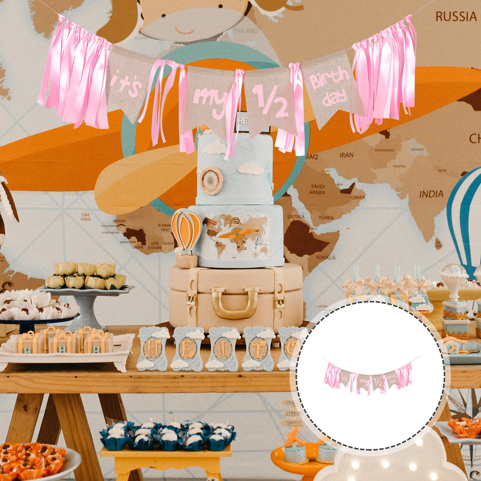 

Декоративная гирлянда-флажки из мягкой ткани для стульев на 1-2 года, для оформления вечеринок, кафе, ресторанов, праздников