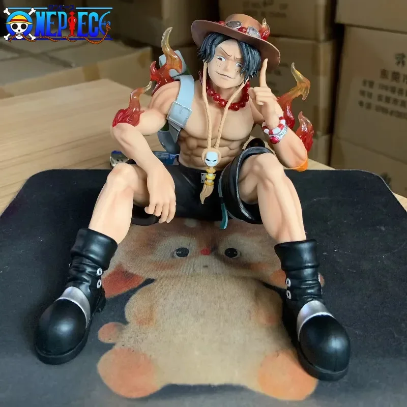 Figura de acción de una pieza de Anime Bt, postura sentada, Portgas D Ace, mochila, Pvc, modelo de colección, juguetes, estatua de regalo