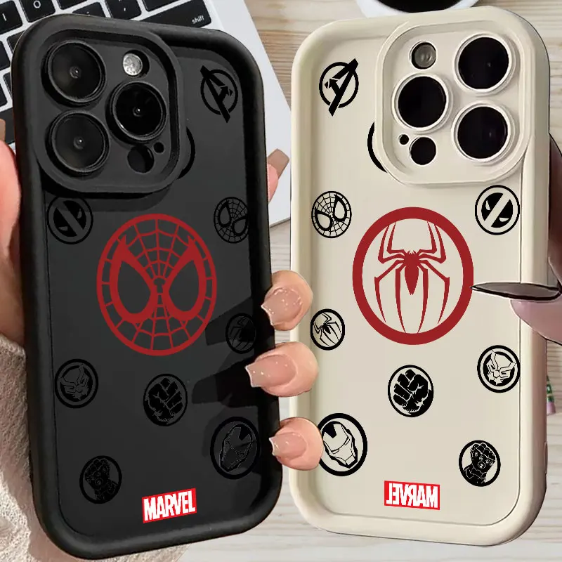 

Marvel Spiderman Logo Silicone Case For Apple iPhone 17E 15 16 14 13 12 11 17 Pro Max 17 Air 16 Plus 16E Phone Protective Cover