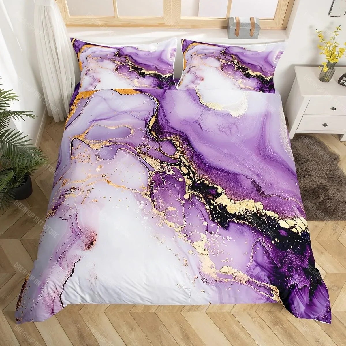 

Marble Duvet Cover Full Size Modern Simple Abstract Theme Soft Microfiber Bedding Set with Zipper Ties Style Comforter Cover