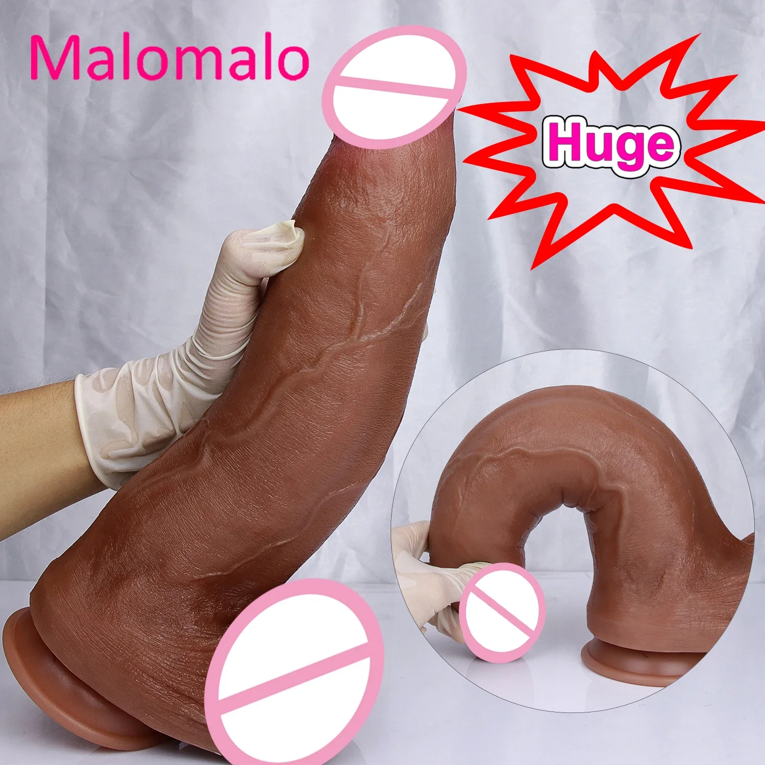 Huge Realistic Brown Giant Long Dildo Soft Silicone Vaginal Masturbators Penis Erotic Toy for Women Suction Cup Thick Glans Dick