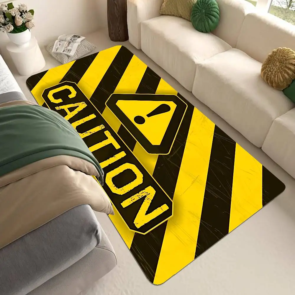 Warning Sign Floor Mat INS Style Soft Bedroom Floor House Laundry Room Mat Anti-skid Bedside Area Rugs