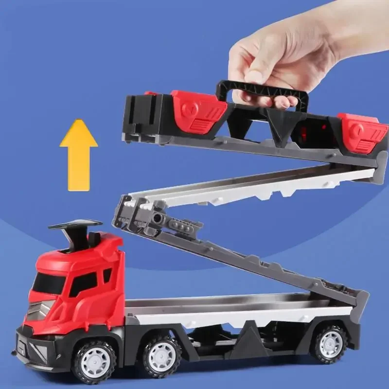 Ejector Container Truck Folding Track Engineering Car Alloy Car Children's Toy Pull-Back Car Toy Christmas Gifts