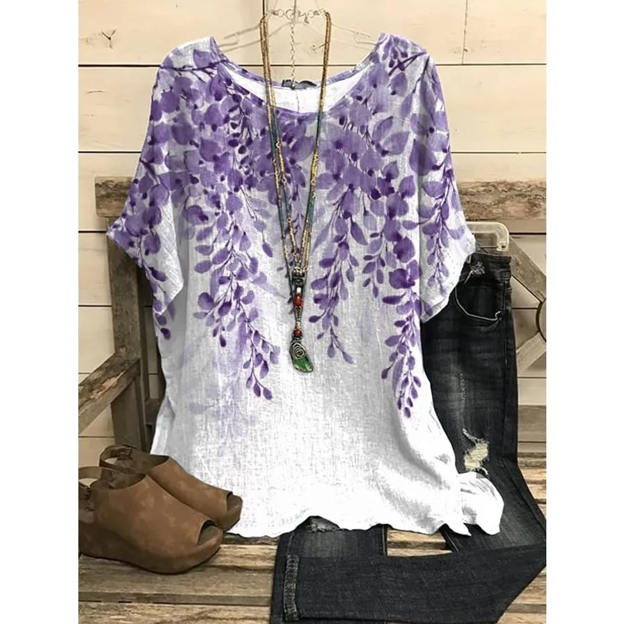 Nieuwe collectie ronde Ne ort Sve T-shirt 3D digitaal printen Batwing Sve plus maat zomer casual comfortabele herentop