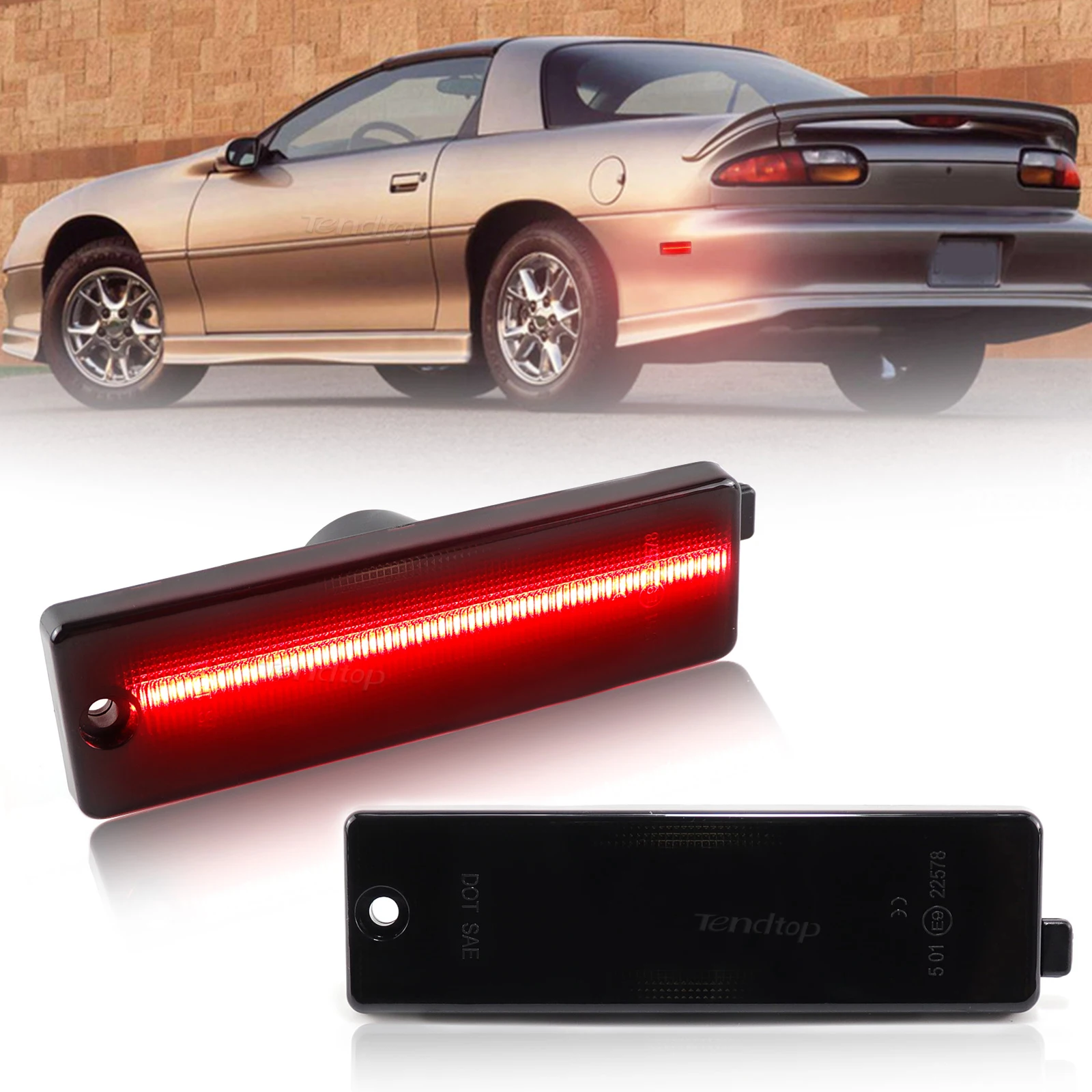 2Pcs For Chevrolet Camaro 1993 1994 1995 1996 1997 1998 1999 2020 2001 2002 Rear Red LED Fender Side Marker Packing Lamp