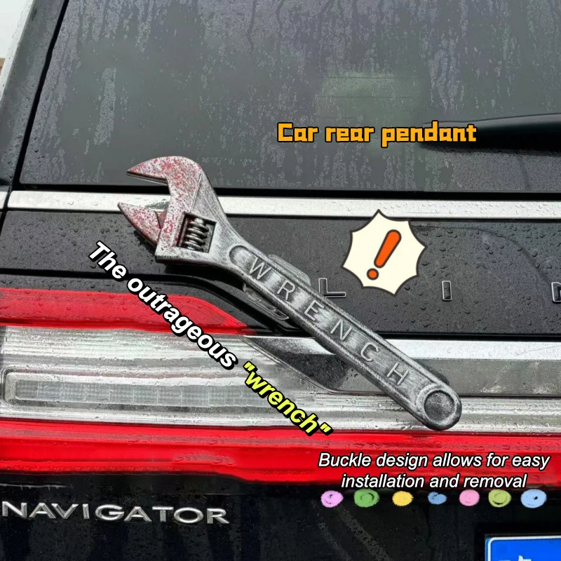

Funny Simulation Big Wrench Exaggerated Car Tail Pendant Decoration Trunk Big Funny Tool Prop Ornaments