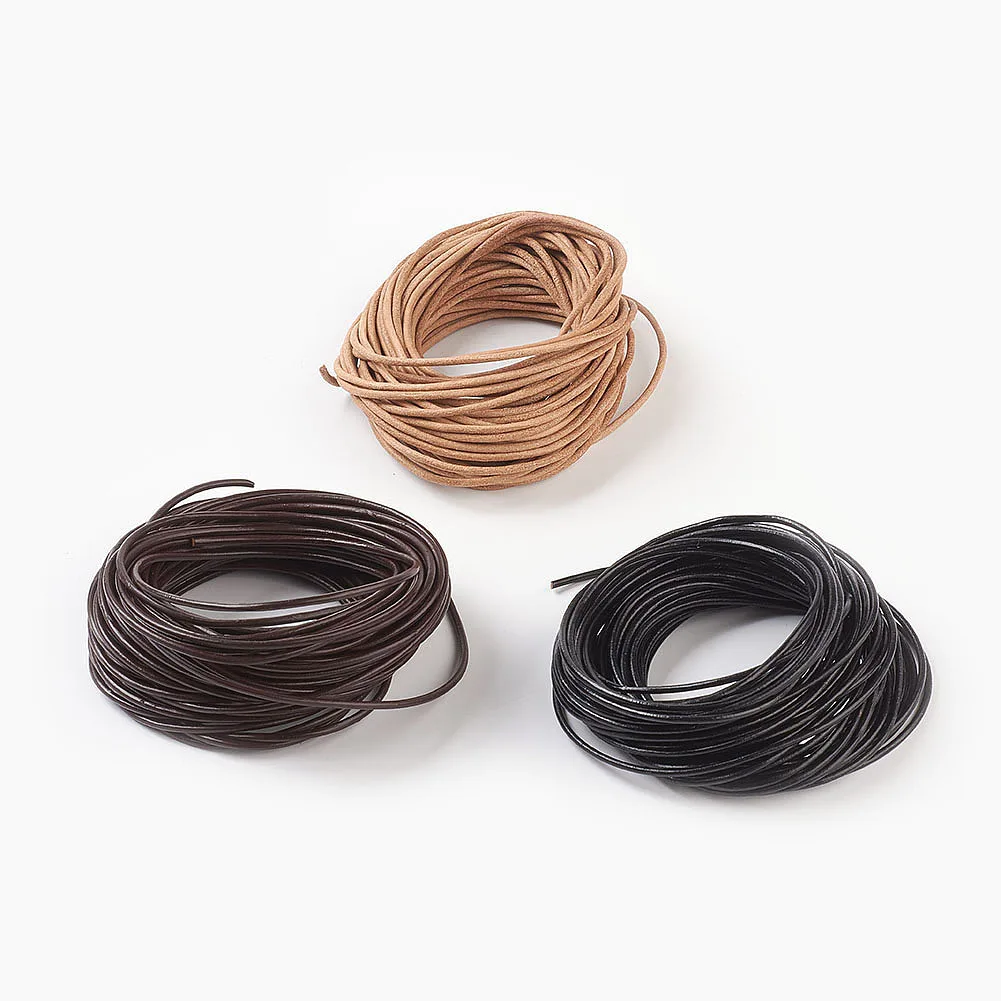 

5 Bunddle 2mm Cowhide Leather Cord Leather Jewelry Cord Jewelry DIY Making Material Round Mixed Color for Making DIY Bracelet