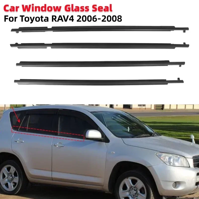 4Pcs Car Window Rubber Sealant Strip Side Weatherstrip Rainproof Weather Strip For Toyota RAV4 2006-2008