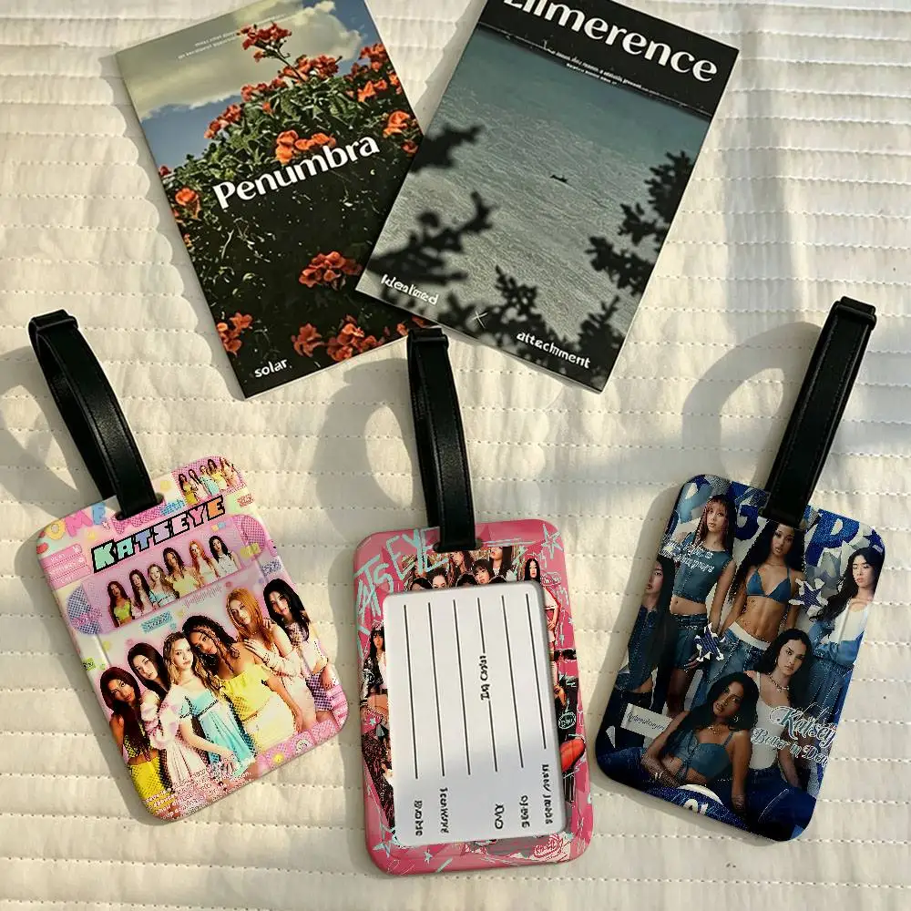 K-KatSeye SINGER Lightweight Anti lost PVC Luggage Tag Removable Info Card Sleeve Backpack Travel Accessory