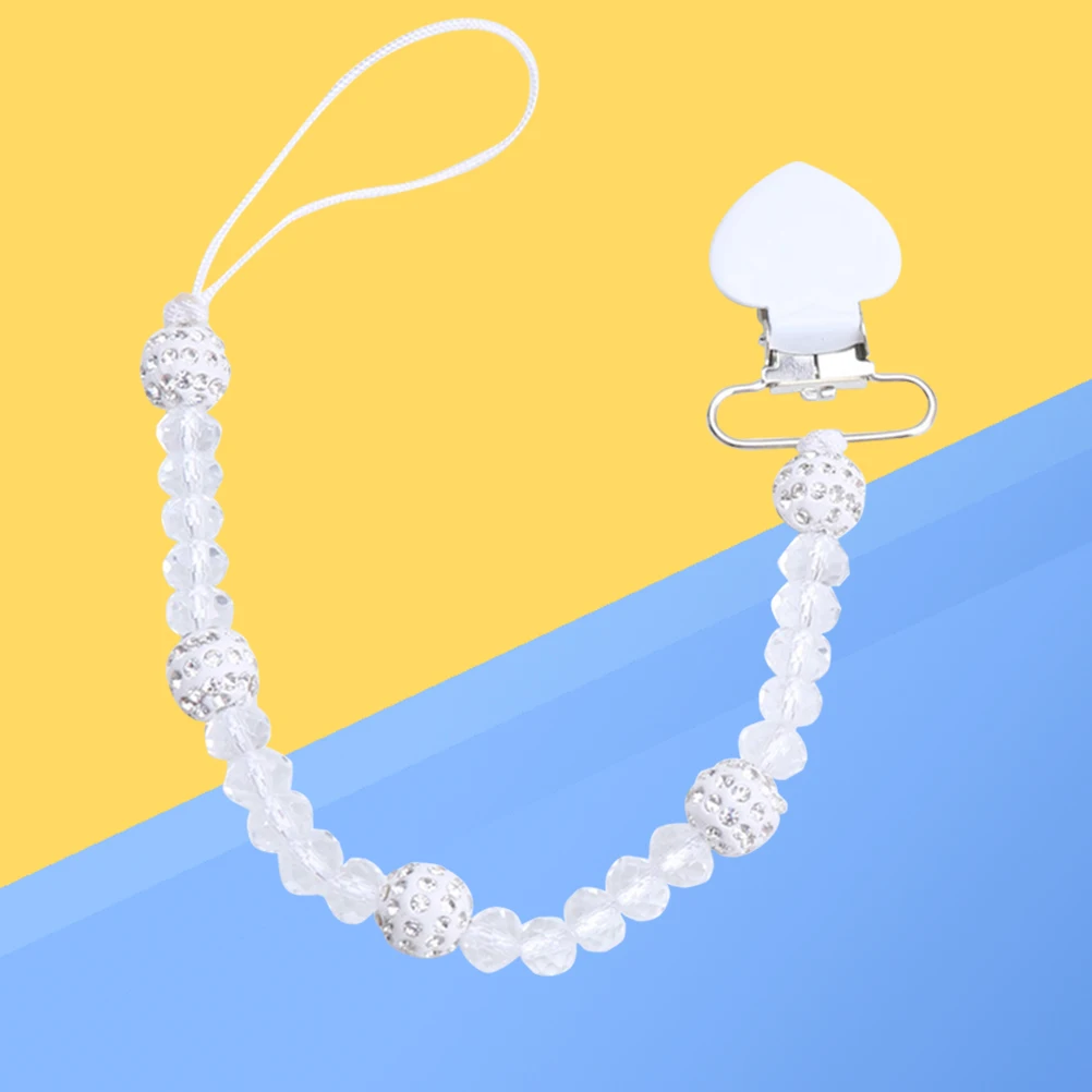 

New Pacifier Clips Pacifier Holder Beaded Holder Universal Chain Strap For All Soothers Teething White Plastic