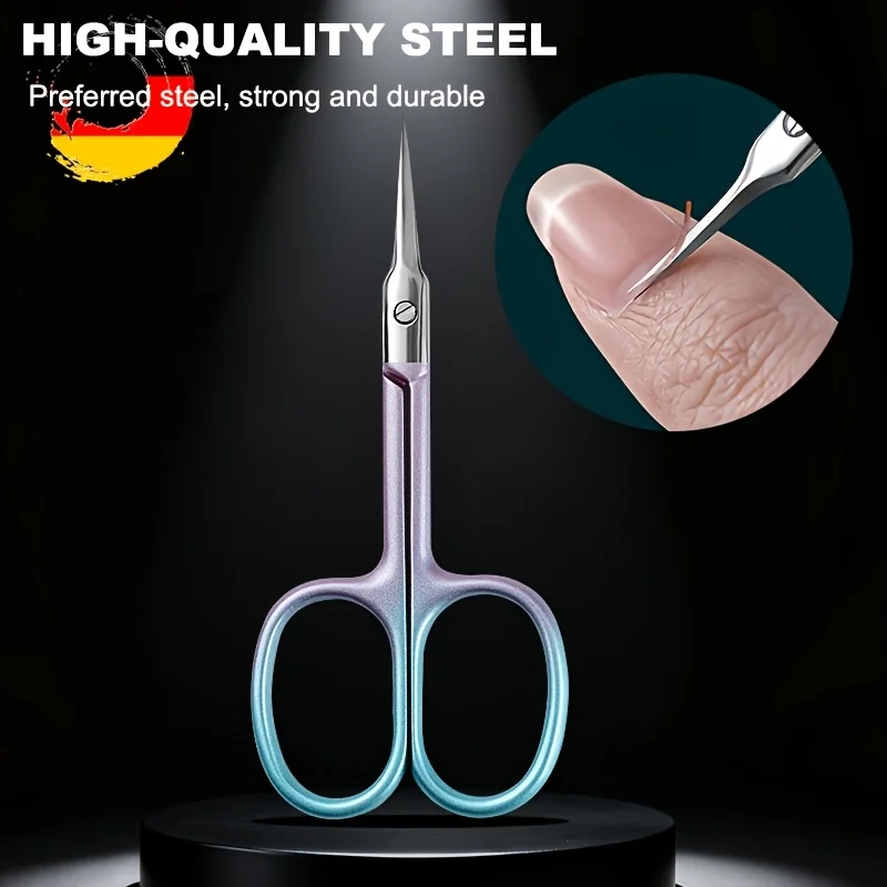 Gradient Nagelhautschere mit scharfen Edelstahlklingen, professionelle Präzision, gebogene Spitze für Nägel, Füße, Augenbrauen, Wimpern