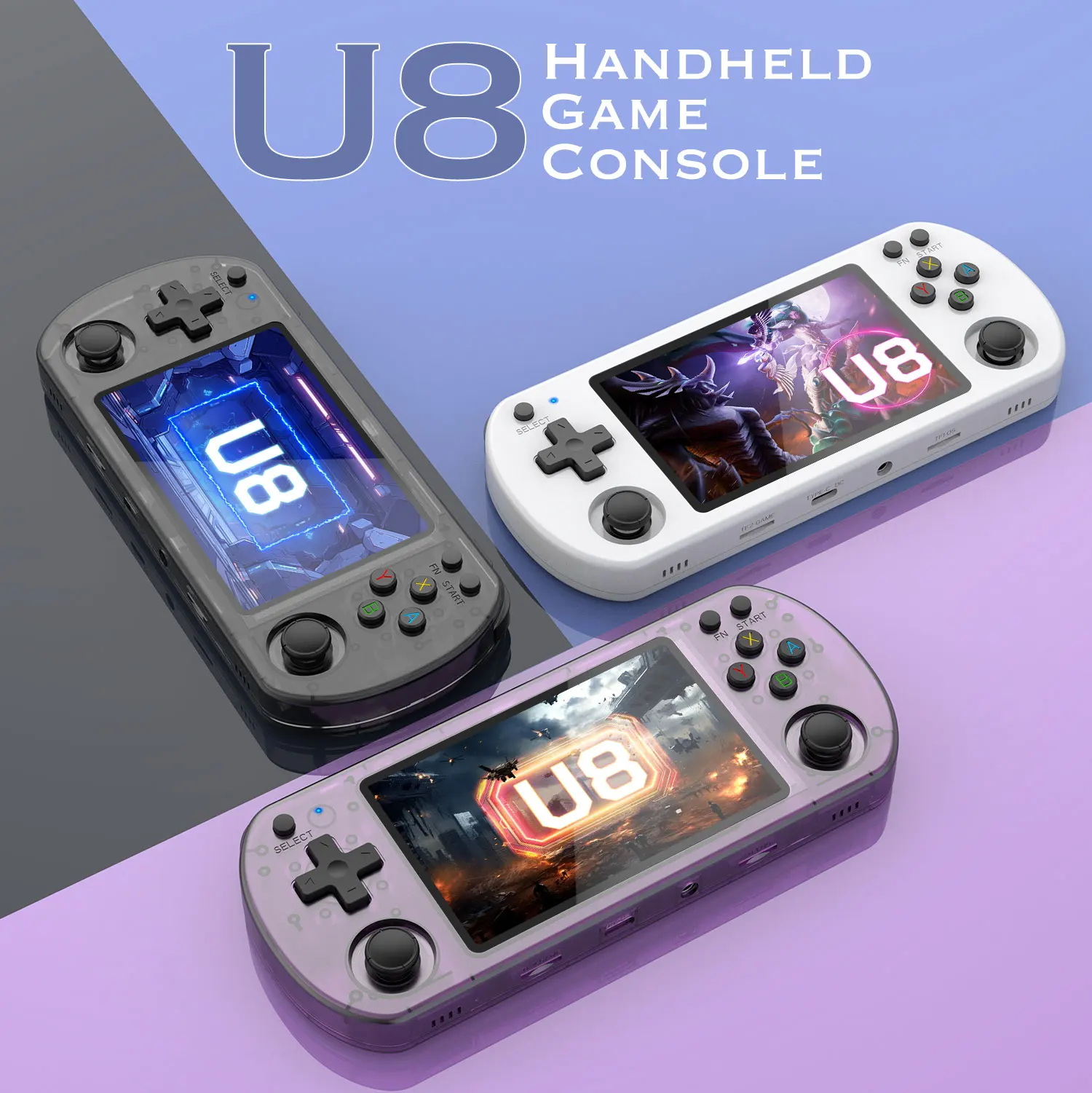 U8 Retro Handheld Video Game Console Linux System 4.0 Inch IPS Screen Portable Pocket Video Player R35S 64GB Games Open Source