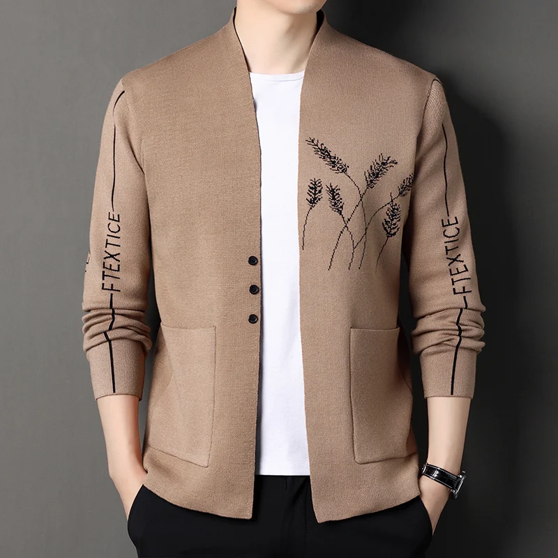 

2025 autumn and winter new men's knitted cardigan for outerwear plus size men's sweater jacket Korean version casual top