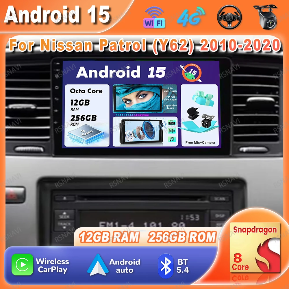 

Car Radio Android 15 For Nissan Patrol (Y62) 2010-2020 Qualcomm DVD GPS Stereo Wireless Carplay Auto Autoradio Head Unit 5G WIFI