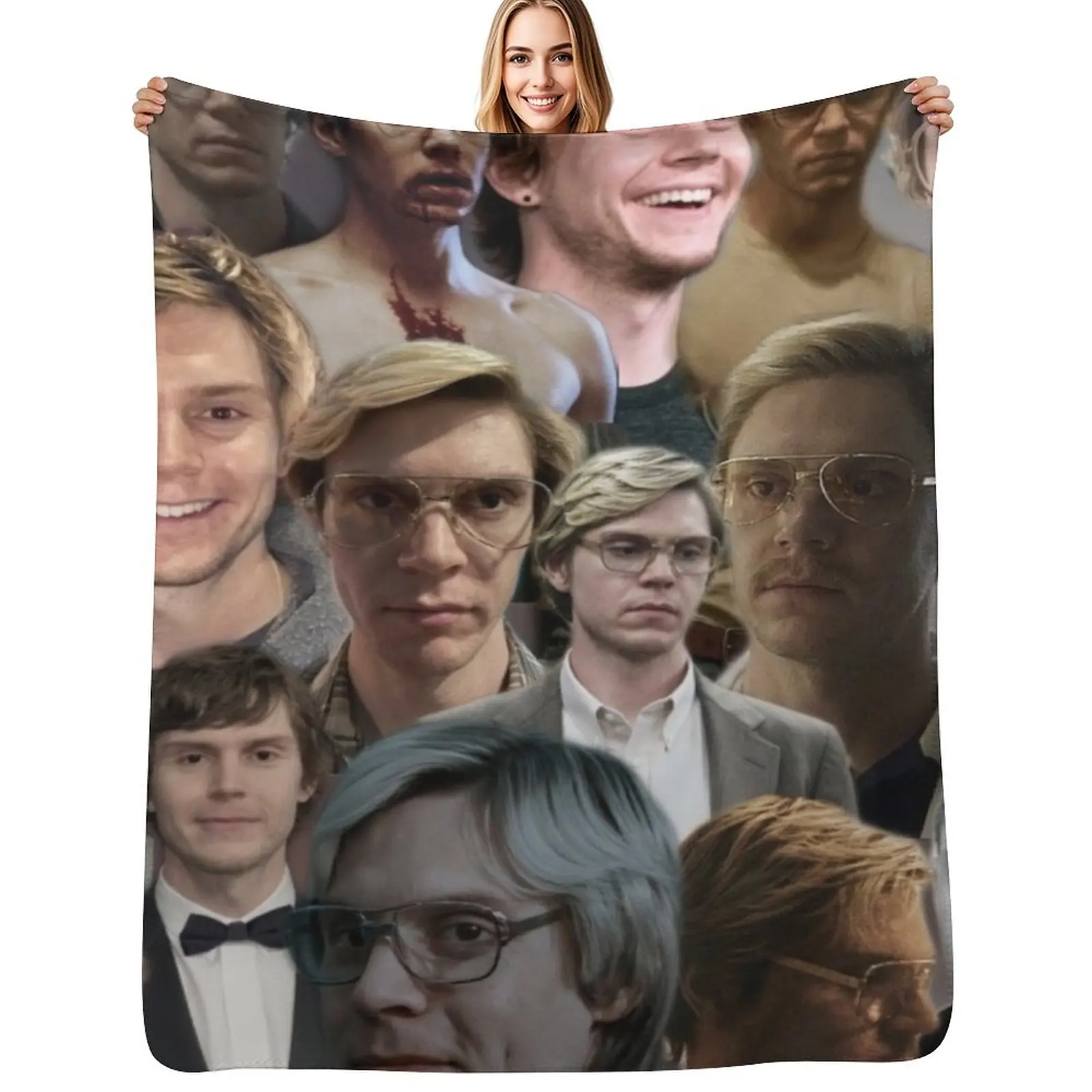 

evan peters photo collage high quality Throw Blanket Cozy Sofa Blanket for TV Watching Napping