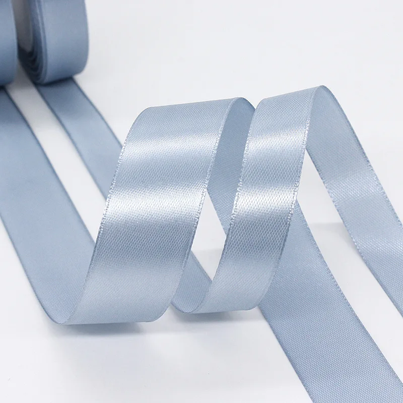 10/15/20/25/40mm 22 미터/롤 애쉬 블루 새틴 리본 웨딩 크리스마스 파티 장식 수제 DIY 의류 활 선물 포장