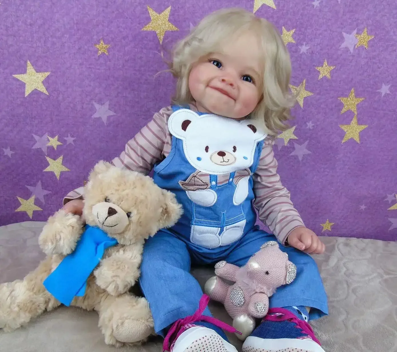 St.Store, suministro limitado personalizado, bebé Reborn Raya de 28 pulgadas con pelo blanco, muñeca ya terminada, regalo de Navidad