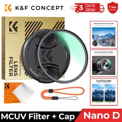 K&F CONCEPT 49-82mm HD UV Camera Lenses MCUV Filter with Cap Multi Coated Filter For Nikon Canon 52mm 58mm 62mm 67mm 77mm Nano D