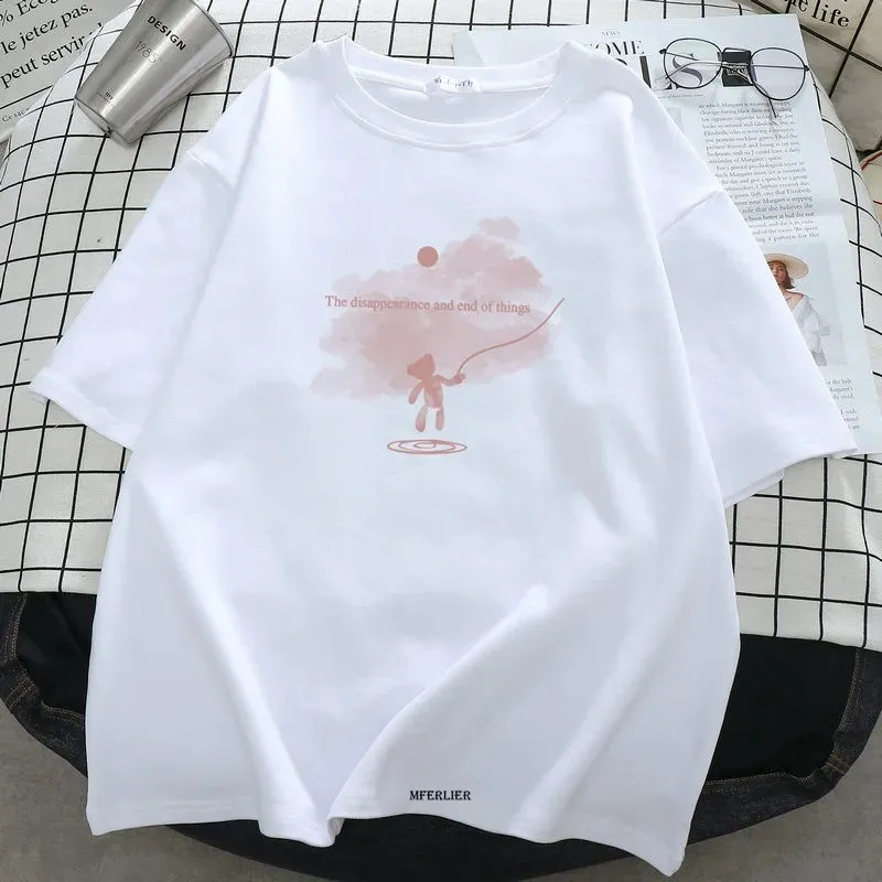 Mais tamanho 6xl 150kg kawaii mulher t camisa streetwear branco algodão manga curta femme oversized gráfico t camisa dos desenhos animados