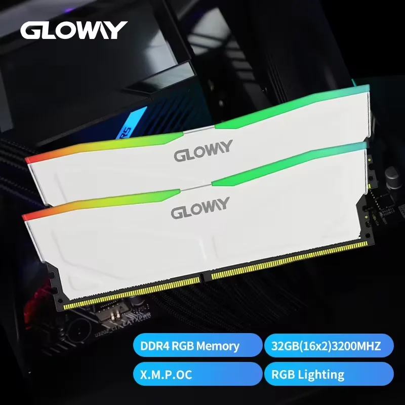 Gloway Memoria Ram DDR4 16GB 3200MHZ RGB Desktops Memory PC Gaming 8GB DDR4 Ram XMP2.0 DIMM for PC Gamer