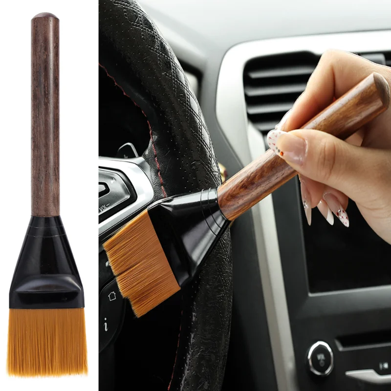 Car Interior Cleaning Brush Black Sandalwood Car Cleaning Auto Detail Tools Dashboard Air Conditioning Vents Soft Cleaning Brush