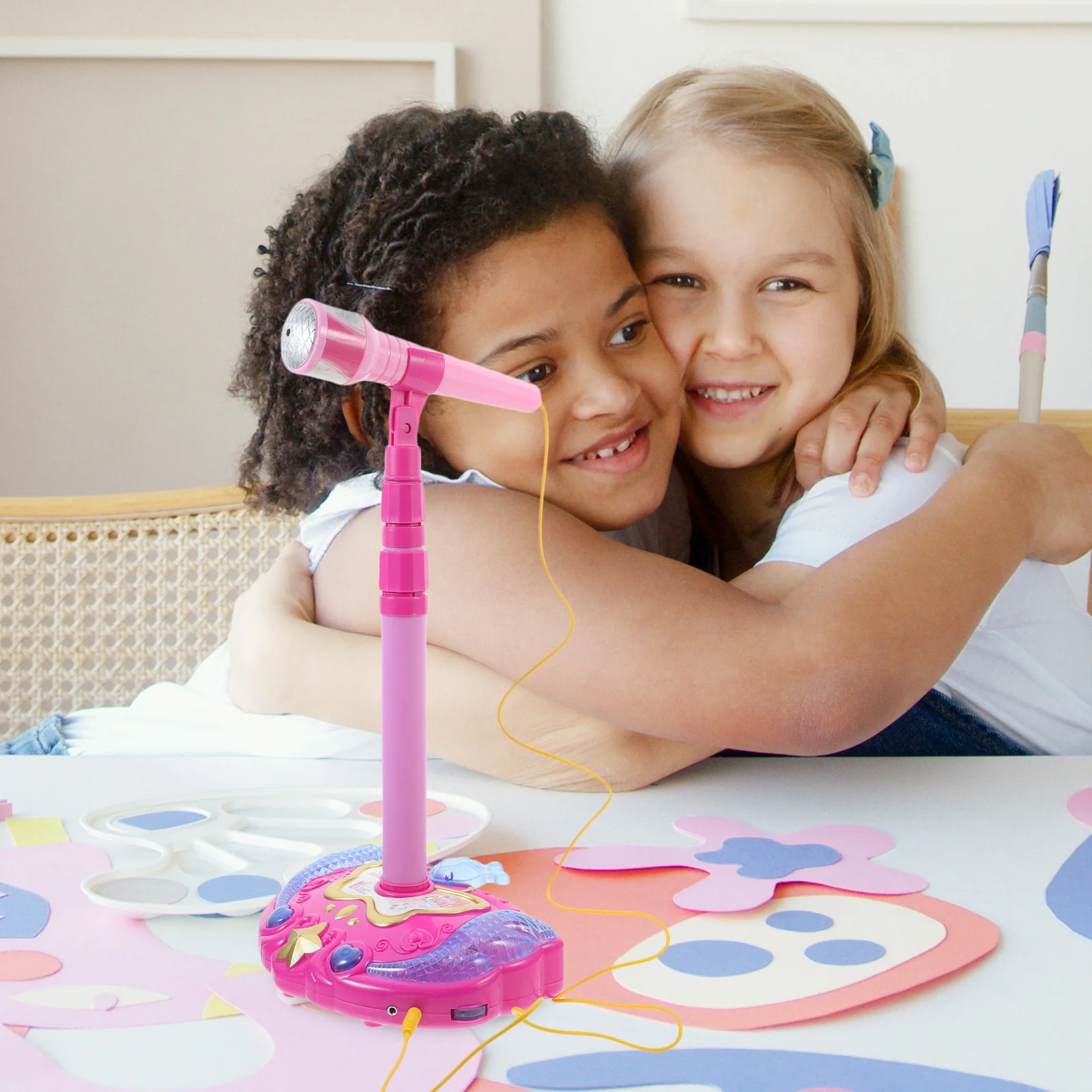 Kid Microphone Early Educational Karaoke Singing Plaything for Girl Boy Pink Durable Electronic Music Play Microphone