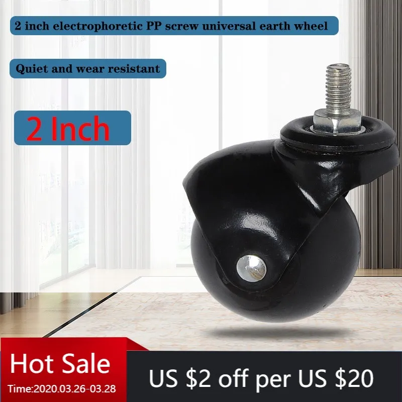 

4 Pcs 2 Inch Screw Ball Swivel Caster/Nylon Ball Sofa Wheel/Display Rack Wheel & Roller Tripod Wheel