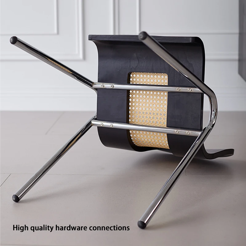 كرسي طعام خشبي عتيق حديث مع ساق معدنية مريحة من الخيزران مقهى مطعم كرسي أنيق لغرفة الطعام كراسي عشاء المطبخ