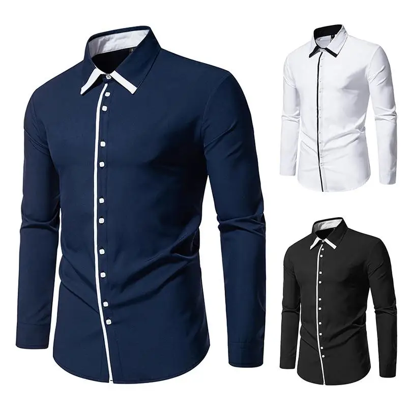 

Men's Long Sleeve Shirt Outerwear Top Non-iron Treatment Resistant to Deformation Summer 2015 Collection Pure Color Design