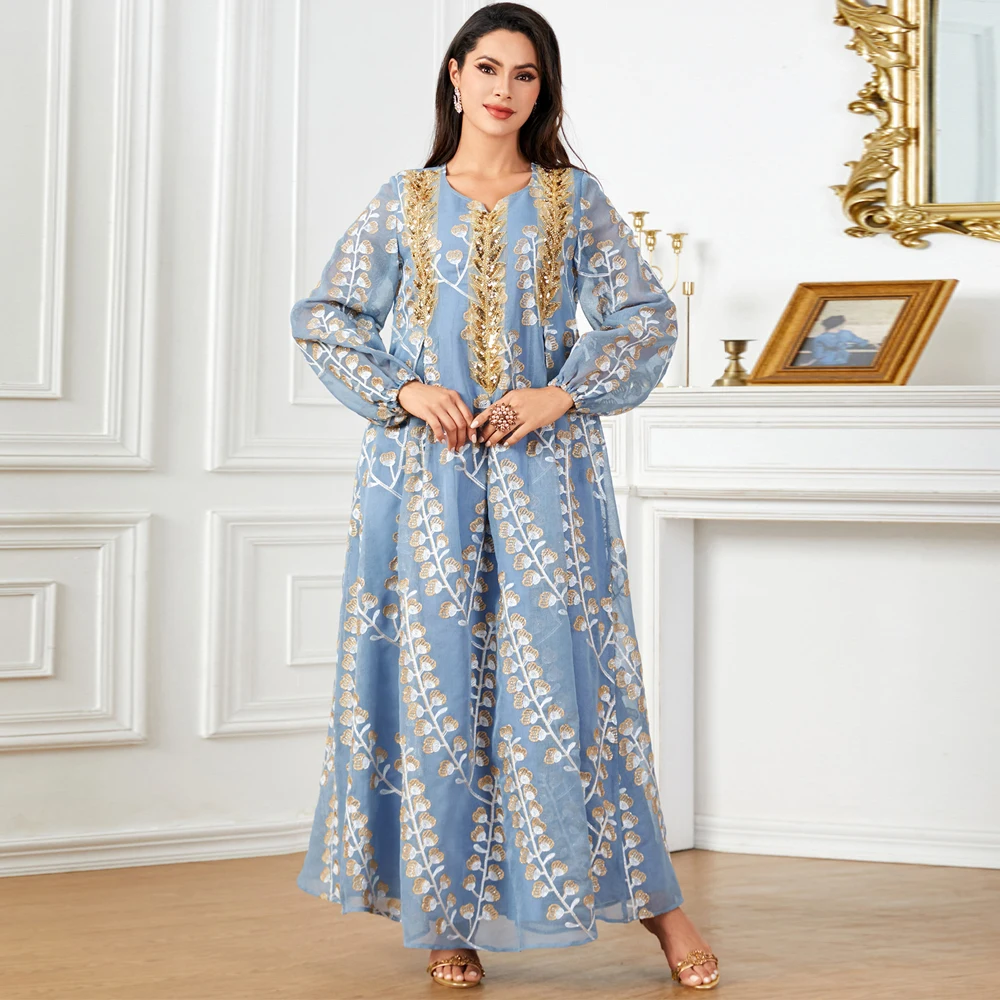 Dubaï Abaya femmes broderie Maxi Robe caftan musulman Eid Djellaba Islam vêtements turquie Kebaya Caftan Marocain Femme Robe