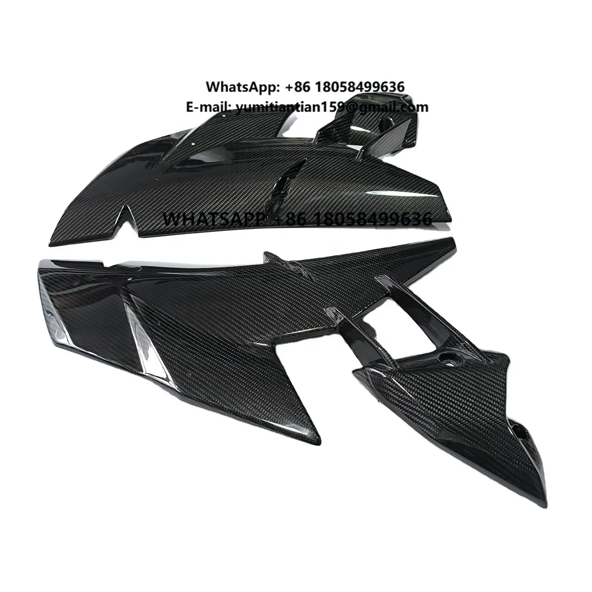 Carbon Fiber Motorcycle Parts Factory Glossy Carbon Side Fairings for Kawasaki H2