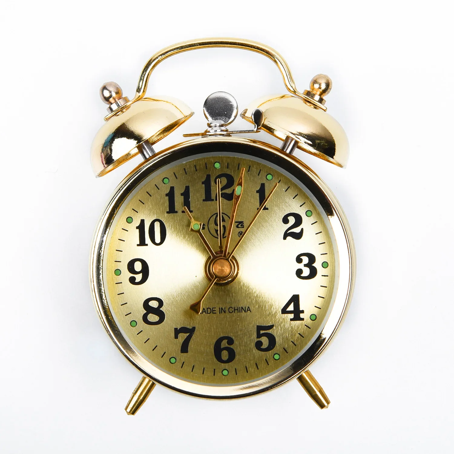 Gold Mechanical Alarm Clock Horseshoe Manual Wind Up Vintage Metal Clock Double Bell Clocks With Backlight Projector Modern New