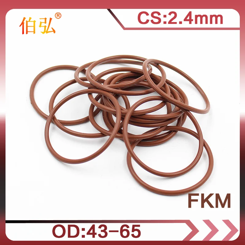 

2PCS/Lot Fluorine Rubber Ring Brown FKM O Ring Seal CS2.4mm OD43/44/45/47/48/49/50/55/60/65*2.4mm O Ring Seal Oil Ring Gasket