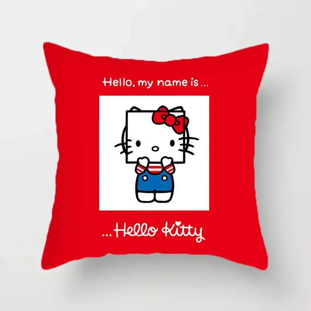 45X45cm Kawaii Cute Anime Peripheral Hello Kitty Cushion Cover Cartoon Sofa Decoration Cartoon Pillowcase Girls Festival Gift